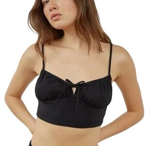 Aritzia Sunday Best Black Darcy Top With Tie Detail Corset Style Key Hole Goth